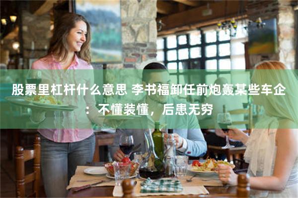 股票里杠杆什么意思 李书福卸任前炮轰某些车企：不懂装懂，后患无穷